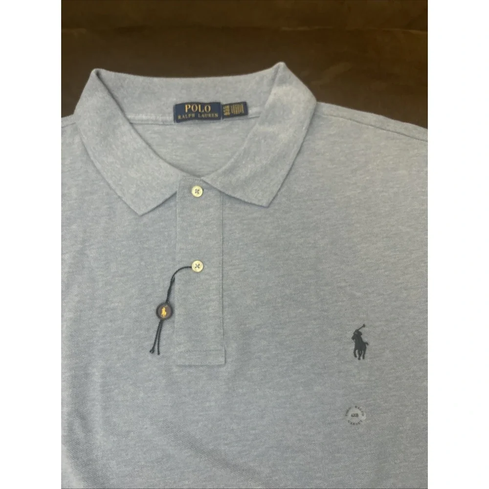 Mens Polo Ralph Lauren Classic Fit 4XB Mesh Short Sleeve Polo Shirt Blue NWOT